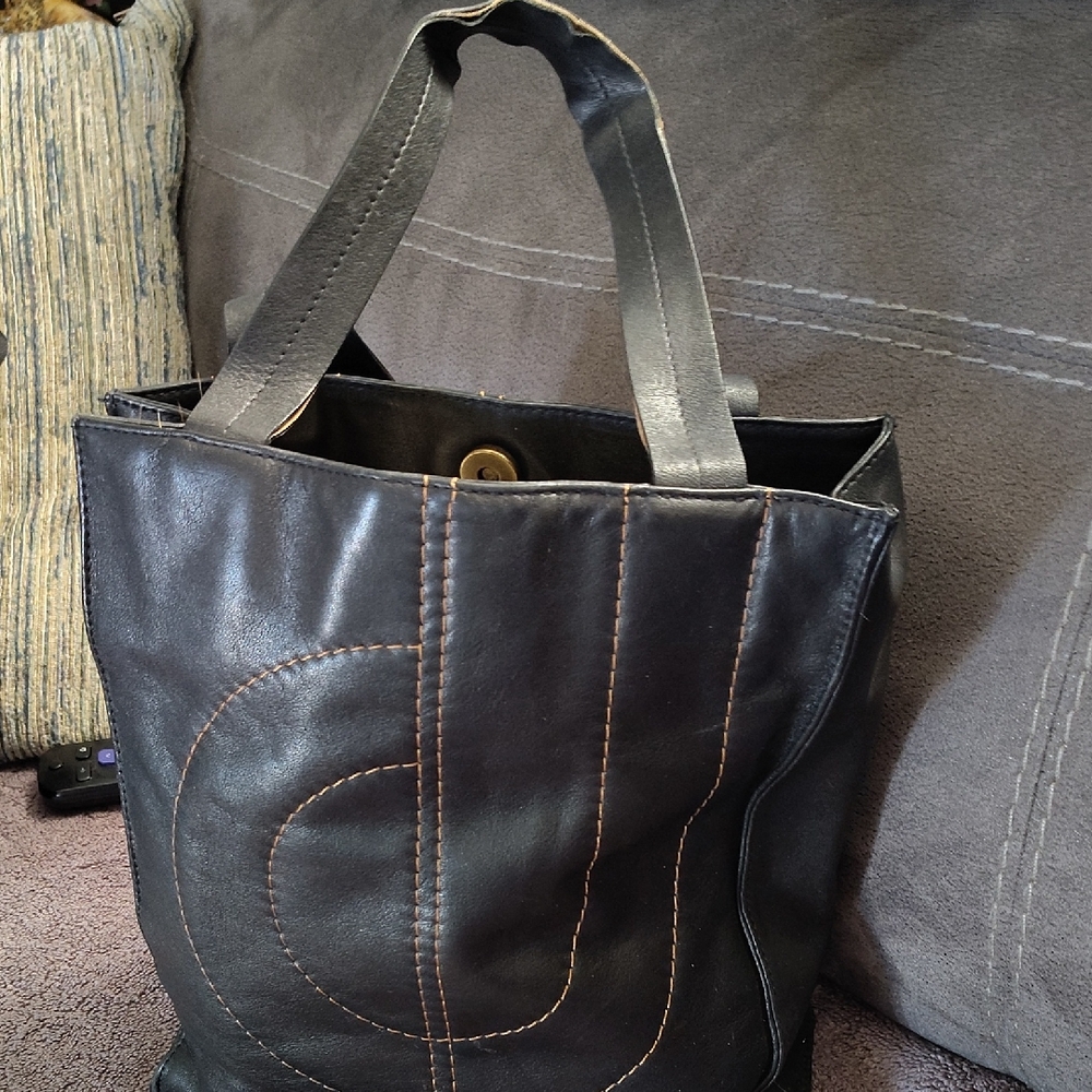 Mimco Black Leather Handbag